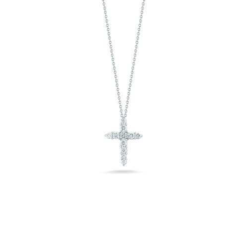 Roberto Coin 18 Karat White Gold Cross Pendant With Diamonds
