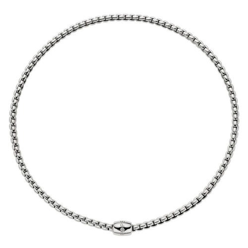 Fope 18K White Gold 0.01Ct Round Diamond Flex'It Necklace With Ornamental Clasp 15.74