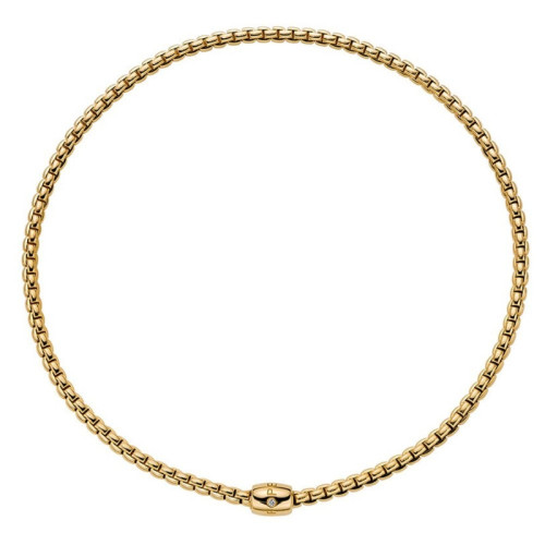 Fope 18K Yellow Gold 0.01Ct Round Diamond Flex'It Necklace With Ornamental Clasp 14.56