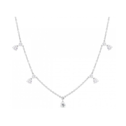 Roberto Coin 18K White Gold Round Diamond 5 Station Dangle Necklace