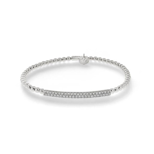 Hulchi Belluni 18K White Gold Round Diamond Tresore Stretch Bracelet