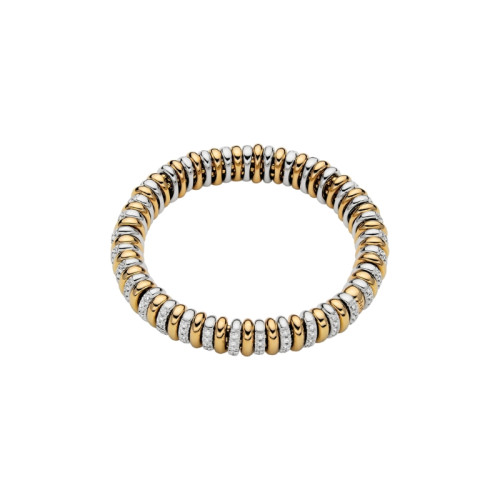 Fope 18Kt Yellow & White Two Tone 1.66Ctw Diamond Vendome Bracelet With Diamonds On Alternating Wg Rondells Sz M