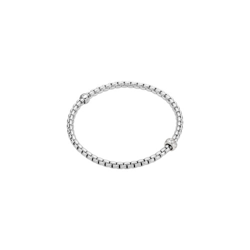 Fope 18K White Gold 0.12Ctw Rhombus-Set Diamonds Flex'It Bracelet Size Small (16Cm)   6.29