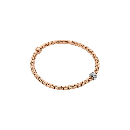 Fope 18K Rose/White Gold 0.19Ctw Eka Tiny Bracelet With Rondel Size Extra Small