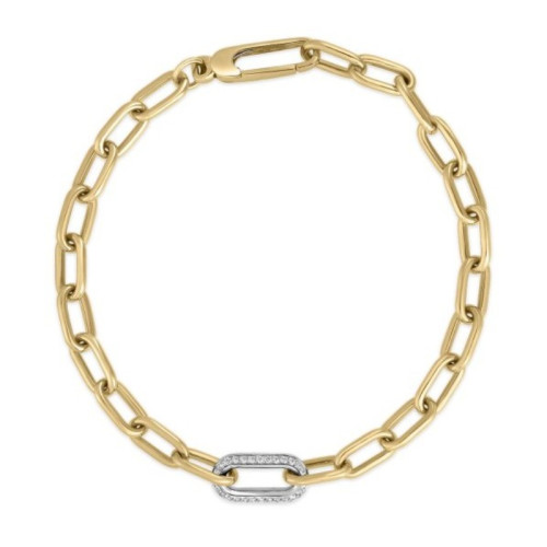 Roberto Coin 18K Yellow/White Designer Gold & Diamond And Paperclip Link Bracelet