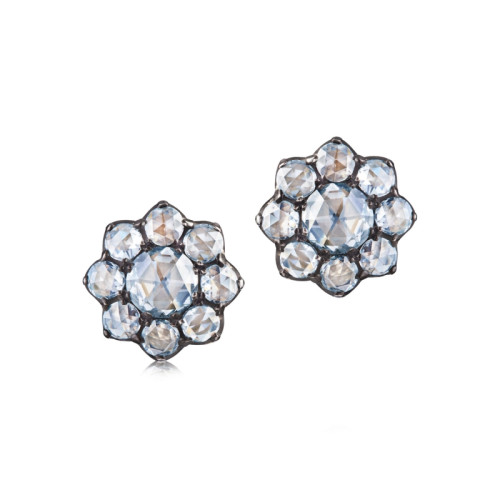 Kwiat 18K Yellow Gold/Silver Diamond Petite Cluster Ears Signed Fred Leighton