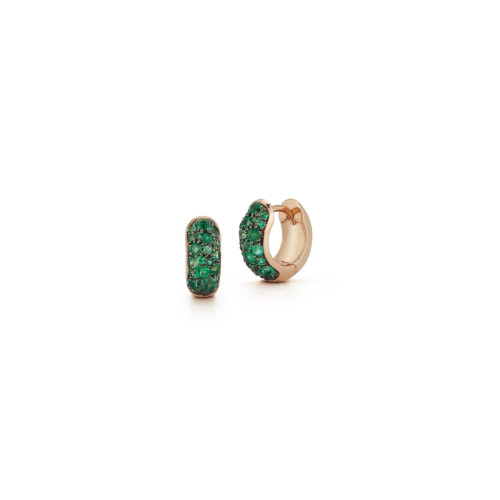 Walters Faith 18K Yellow Gold Round Multi Stone Size Green Emerald Jilian Huggie Hoop Earrings