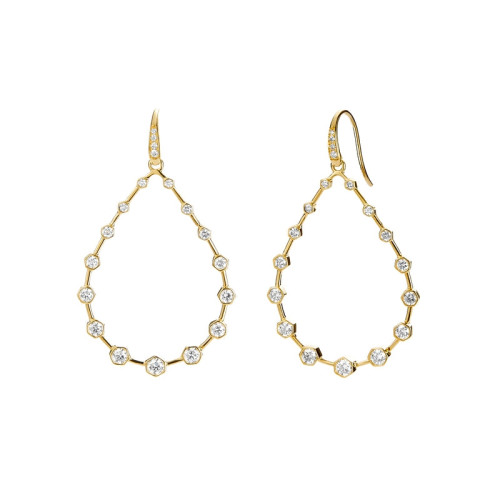 Syna 18K Yellow Gold Diamond Large French Wire Pear Earrings