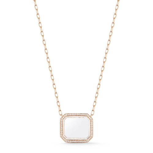 Walters Faith 18K Yellow Gold Diamond & Rock Crystal Rectangular Bell Pendant