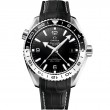 Omega Planet Ocean Gmt 44mm Co-axial Master Chronometer Stainless Steel Black Alligator Strap Black Dial Blk/wh Bezel 21533442201001 Serial #a279449