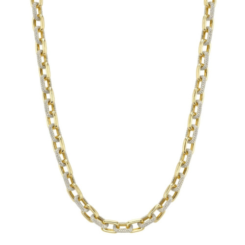 14K Yellow Gold Diamond Pave Link Necklace