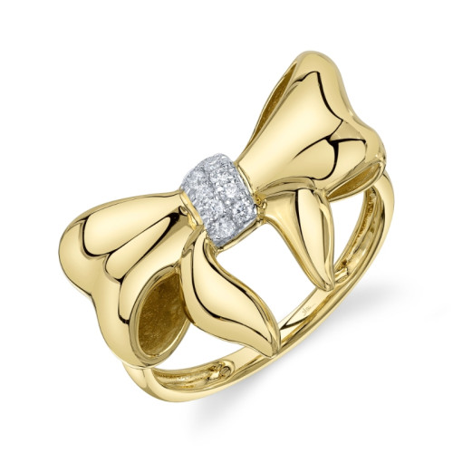 14K Yellow Gold Diamond Bow Ring