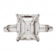 Korman Signature Platinum Emerald Cut Diamond & Tapered Baguette Engagement Ring