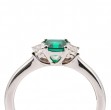 Korman Signature Platinum, Asscher Cut Emerald and Diamond Three Stone Ring