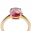 Korman Signature 18kt Yellow Gold Oval Burma Red Heated Ruby Ring with Diamond Butterfly Accent