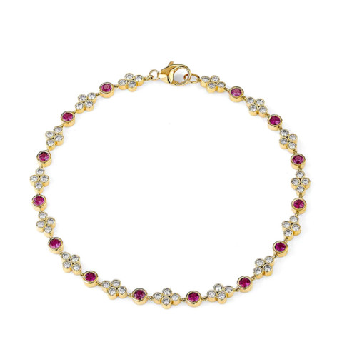 Syna 18kt Yellow Gold Mogul Ruby and Diamond Bracelet