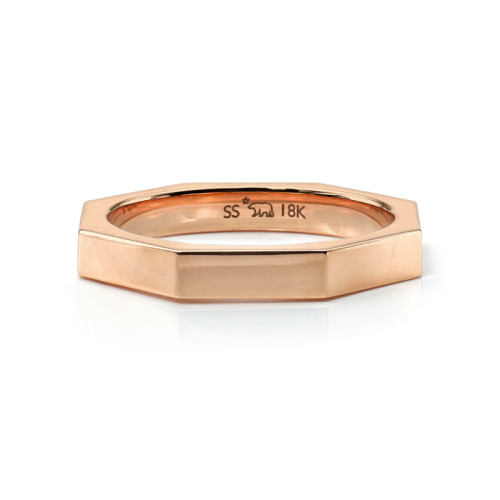 Single Stone 18kt Rose Gold Octagonal Jacqueline Large Band