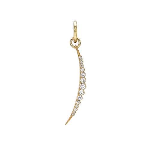 Single Stone 18kt Yellow Gold and Diamond Small Ophelia Pendant