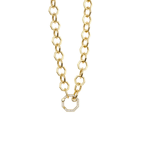 Single Stone 18kt Yellow Gold and Diamond Elena Necklace