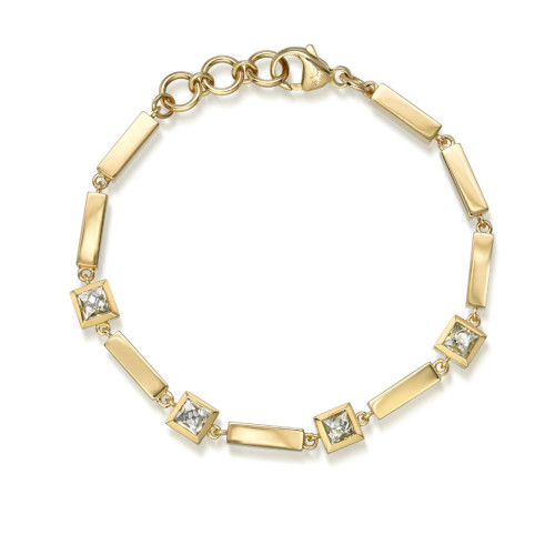 Single Stone 18kt Yellow Gold and French Cut Diamond Kiara Bracelet