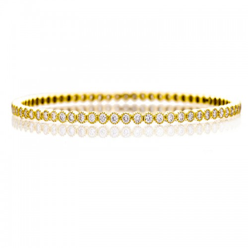 Sethi Couture 18kt Yellow Gold and Diamond  Bezel Set Bangle