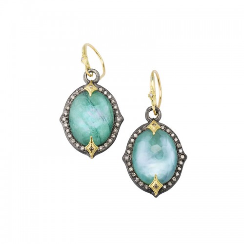 Armenta Classic Oval Emerald Triplet Drop Earrings
