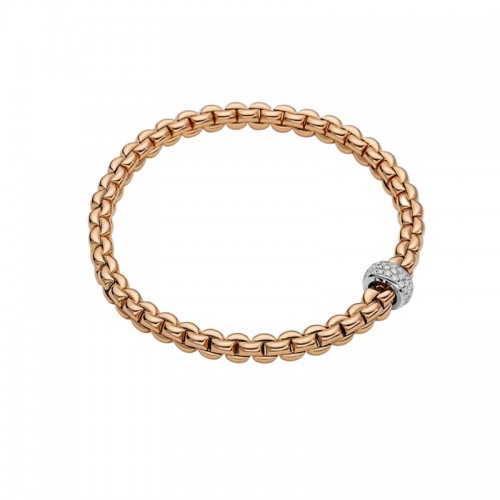 Fope 18kt Rose Gold and Diamond Pave  Flex'it Bracelet