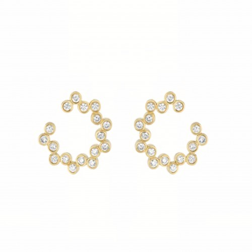 Viltier 18kt Yellow Gold and Diamond Clique Twist Duo Hoop Earrings