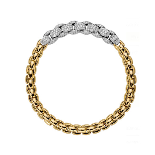 Fope 18K Yellow/White Gold 2.51Ctw Diamond Eka Mialuce Bracelet Size Medium