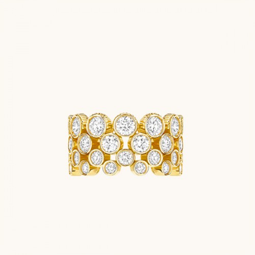Viltier 18kt Yellow Gold and Diamond Cascade Clique Ring