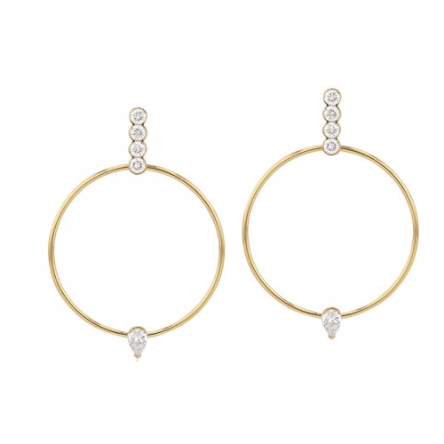 Phillips House 18kt Yellow Gold and Diamond Loop Drop Earrings