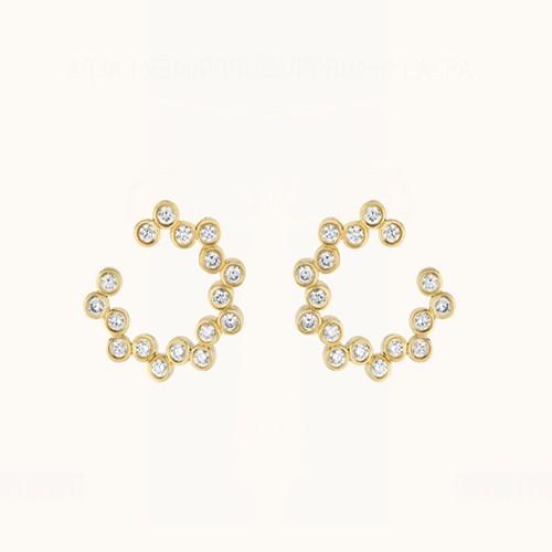 Viltier 18kt Yellow Gold and Diamond Clique Twist Duo Hoop Earrings