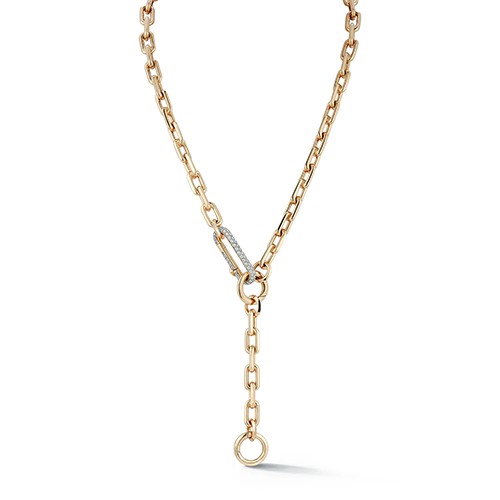 Walter's Faith Saxon 18kt Yellow Gold Chain Link Necklace with Elongated Diamond Link Clasp and Removable Extension chain