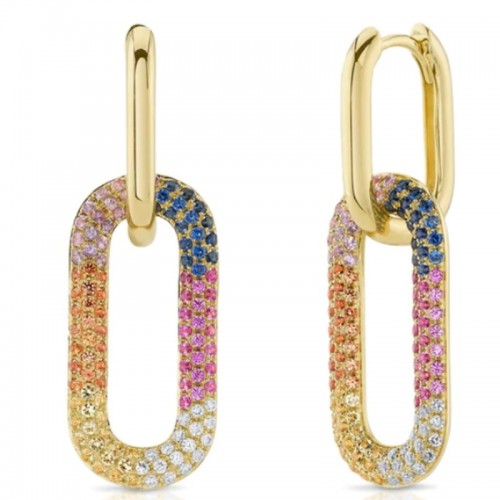 Korman Signature 14kt Yellow Gold and Multi Color Gemstone Paperclip Earrings