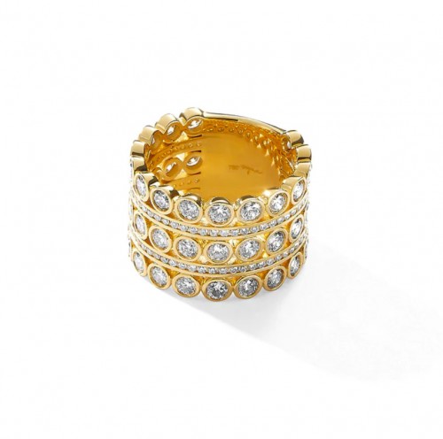 Syna 18kt Yellow Gold and Diamond Mogul Ring