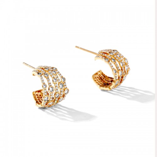 Syna 18kt Yellow Gold and Diamond Cosmic Diamond Hoop Earrings