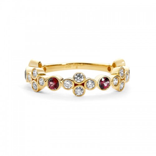 Syna 18kt Yellow Gold Mogul Diamond and Ruby Ring