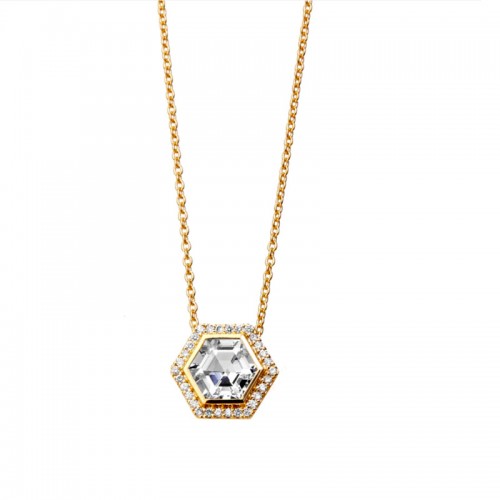 Syna 18ktYellow Gold Hex Rock Crystal Necklace