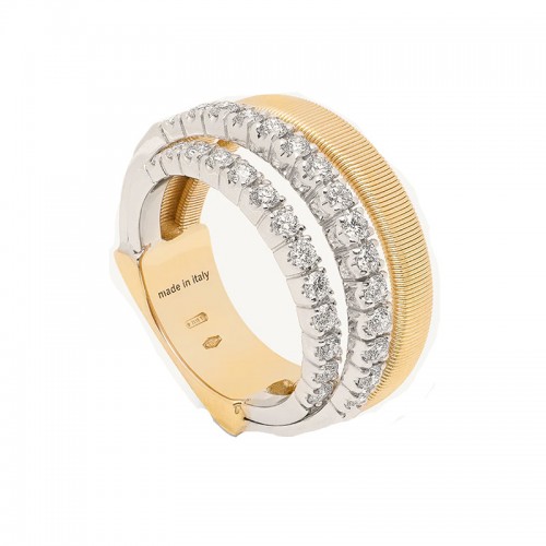 Marco Bicego 18kt Yellow Gold 4-Strand Coil Ring With 2 Diamond Pavé Bands
