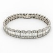 Korman Signature 14KT White Gold Baguette and Round Cut Diamond Tapered Bracelet