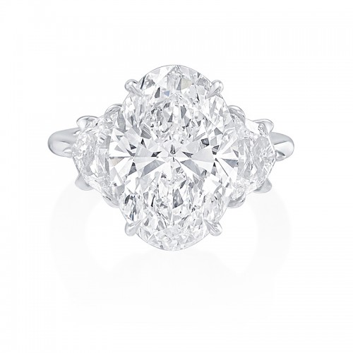 Korman Signature Platinum Oval Engagement Ring with Side Stones