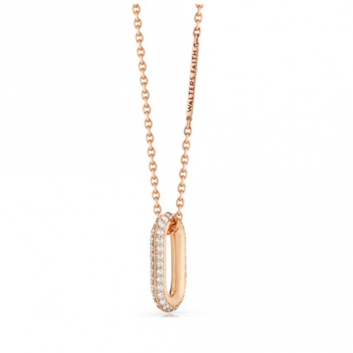 Walter's Faith 18kt Rose Gold and Diamond Saxon Pendant and Necklace