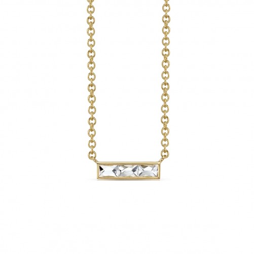 Single Stone 18kt Yellow Gold and French Cut Diamond Necklace
