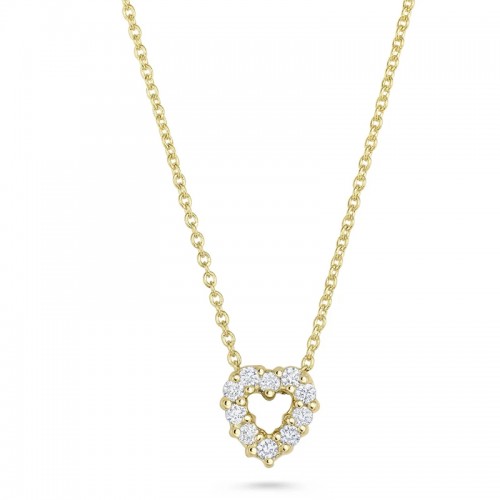 Roberto Coin 18kt Yellow Gold and Diamond Tiny Treasures Heart Necklace