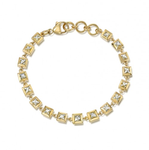 Single Stone 18kt Yellow Gold and French Cut Diamond Small Karina Bracelet
