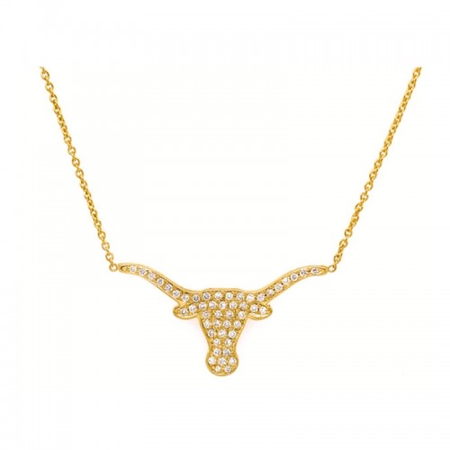 Korman Signature 18kt Yellow Gold Medium Diamond Longhorn Necklace