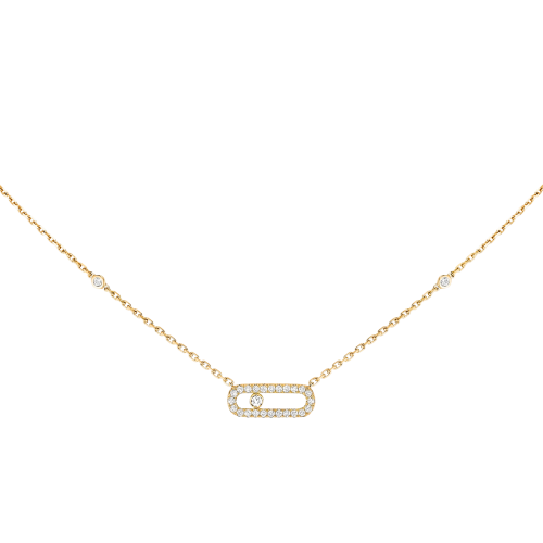 Messika 18kt Yellow Gold Move Uno Pave Necklace