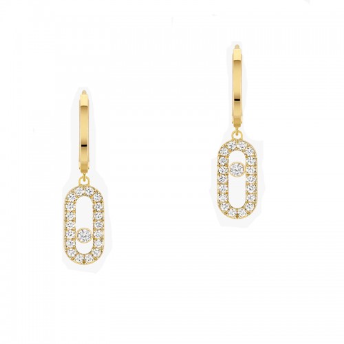Messika 18kt Yellow Gold Move Uno Diamond Hoop Earrings for Women