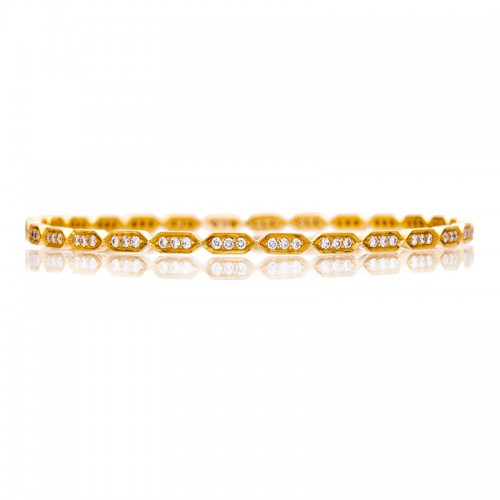 Sethi Couture 18kt Yellow Gold and Diamond Deco Bangle Bracelet