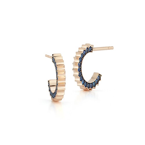 Walter's Faith Clive 18kt Rose Gold and Blue Sapphire Fluted Huggies